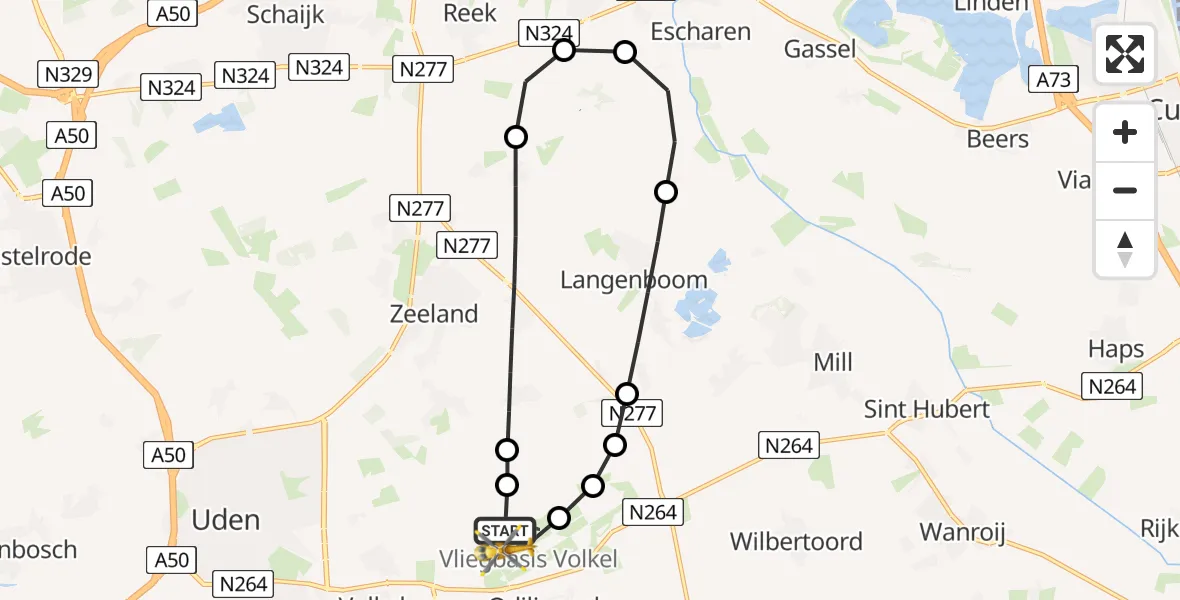 Vluchtroute Traumahelikopter Vliegbasis Volkel - Vliegbasis Volkel, 13 juni 2026, 13:22