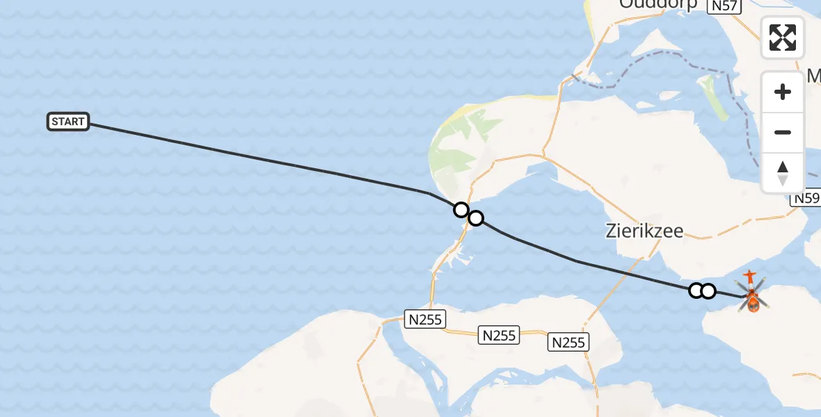 Vluchtroute Kustwachthelikopter Noordzee - Keeten, 13 juni 2026, 13:45