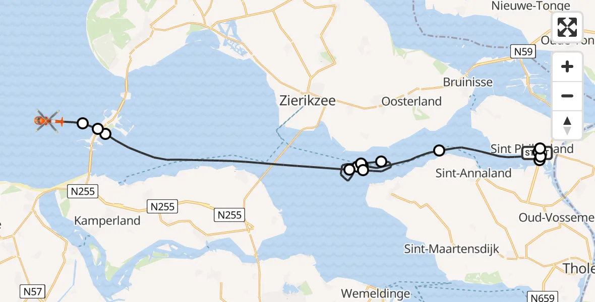 Vluchtroute Kustwachthelikopter Krabbenkreek - Noordzee, 13 juni 2026, 14:11