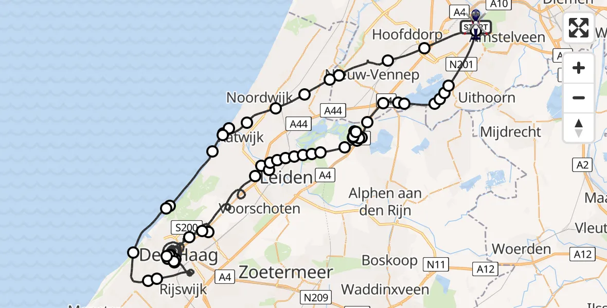 Vluchtroute Politiehelikopter Amsterdam Vliegveld Schiphol - Amsterdam Vliegveld Schiphol, 13 juni 2026, 14:24