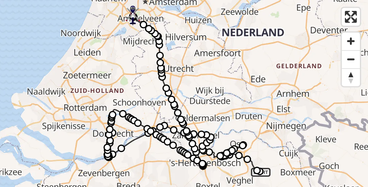 Vluchtroute Politiehelikopter Vliegbasis Volkel - Amsterdam Vliegveld Schiphol, 13 juni 2026, 17:18