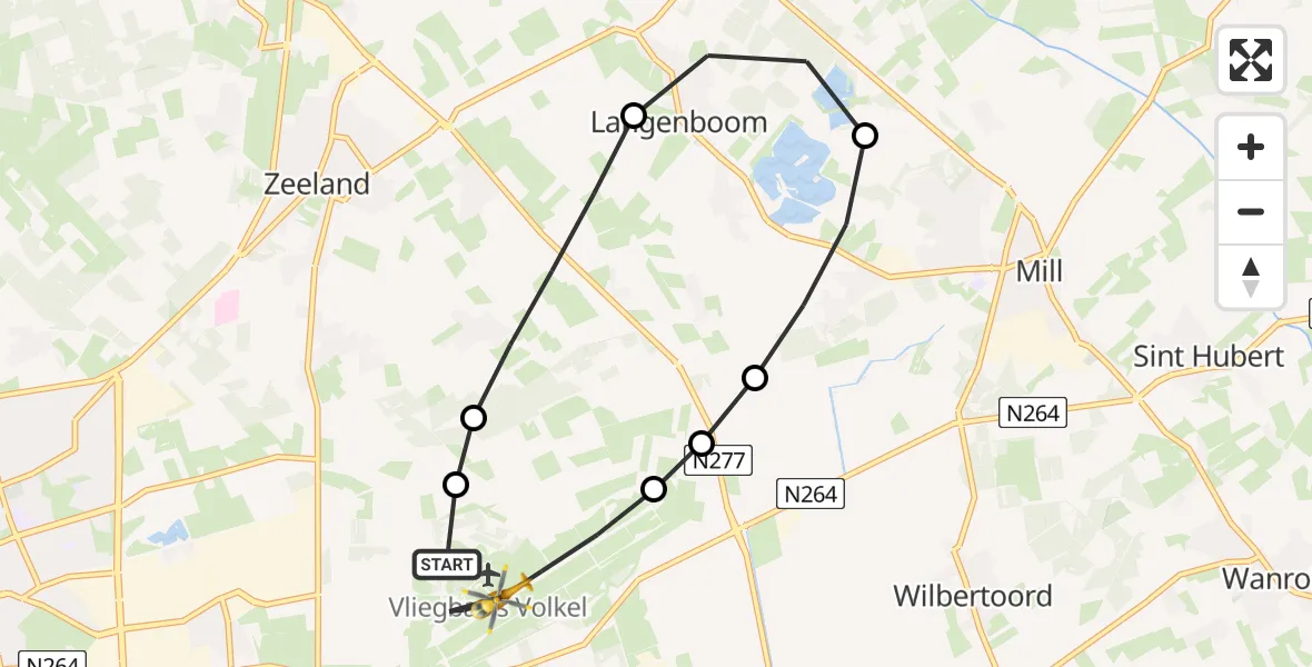 Vluchtroute Traumahelikopter Vliegbasis Volkel - Vliegbasis Volkel, 13 juni 2026, 19:47