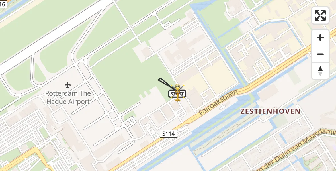 Vluchtroute Traumahelikopter Rotterdam The Hague Airport - Rotterdam The Hague Airport, 13 juni 2026, 22:57
