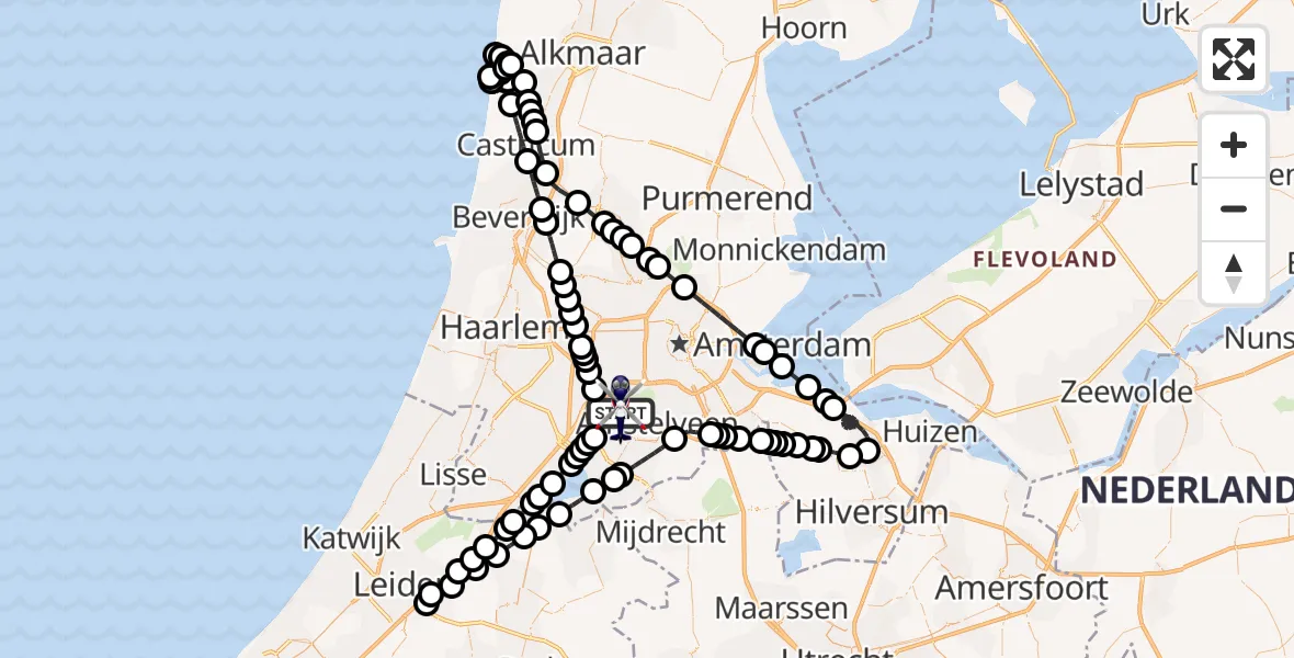 Vluchtroute Politiehelikopter Amsterdam Vliegveld Schiphol - Amsterdam Vliegveld Schiphol, 14 juni 2026, 00:52