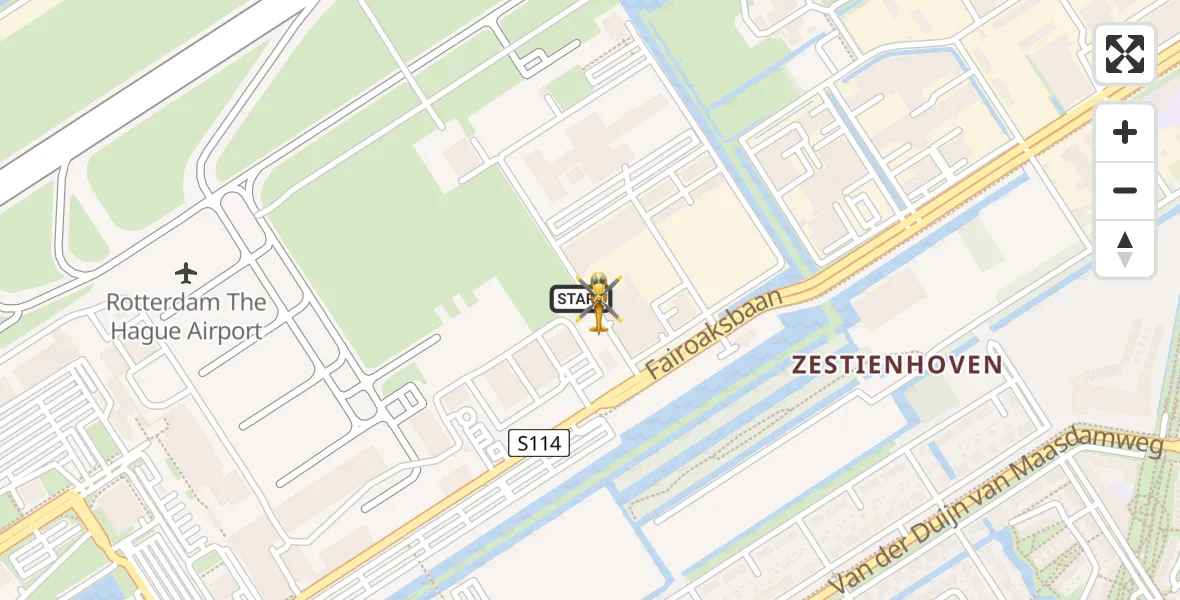Vluchtroute Traumahelikopter Rotterdam The Hague Airport - Rotterdam, 14 juni 2026, 05:11