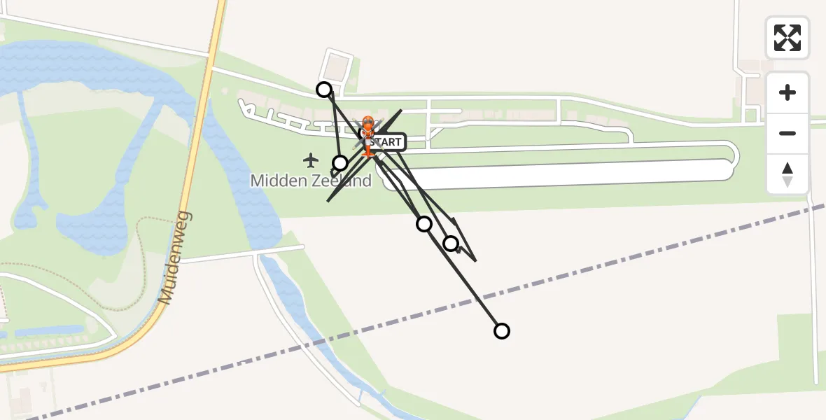 Vluchtroute Kustwachthelikopter Vliegveld Midden-Zeeland - Vliegveld Midden-Zeeland, 14 juni 2026, 12:06