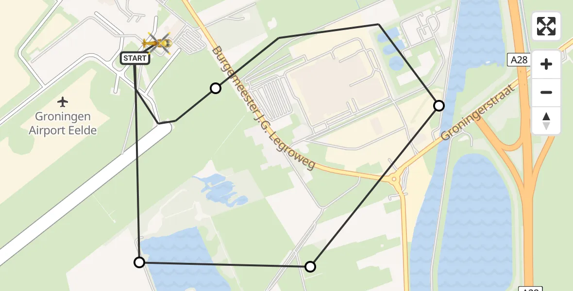 Vluchtroute Traumahelikopter Groningen Airport Eelde - Groningen Airport Eelde, 14 juni 2026, 16:20