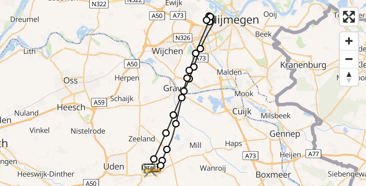 Vluchtroute Traumahelikopter Vliegbasis Volkel - Vliegbasis Volkel, 14 juni 2026, 16:27