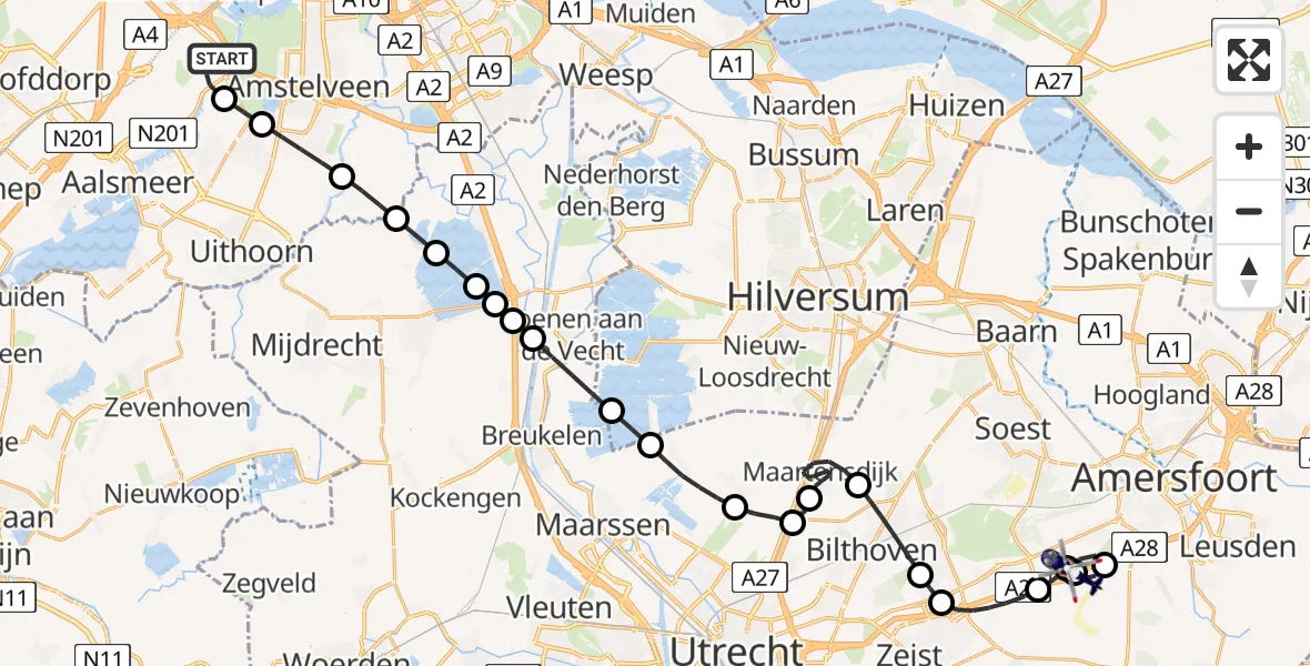 Vluchtroute Politiehelikopter Amsterdam Vliegveld Schiphol - Amersfoort, 15 juni 2026, 06:32