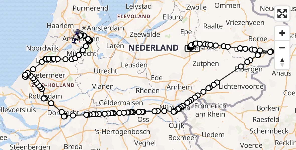 Vluchtroute Politiehelikopter Vliegveld Teuge - Amsterdam Vliegveld Schiphol, 15 juni 2026, 10:17