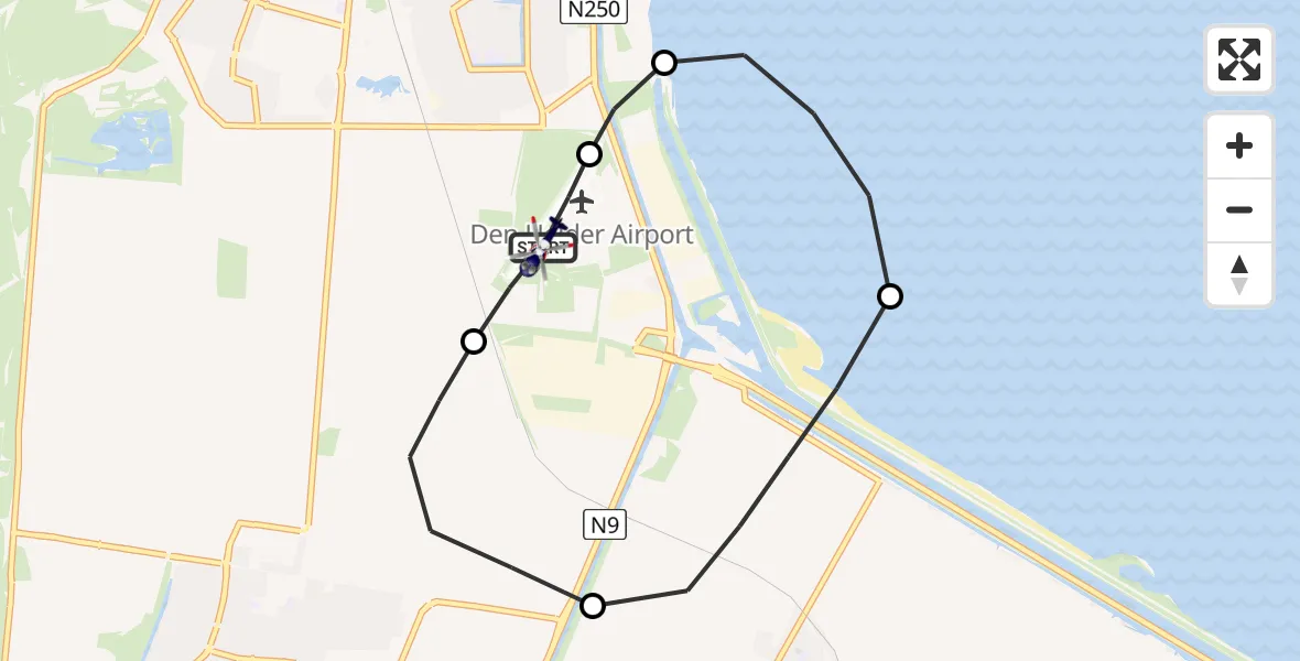 Vluchtroute Politiehelikopter Militair vliegveld De Kooy / Den Helder Airport - Militair vliegveld De Kooy / Den Helder Airport, 15 juni 2026, 15:52