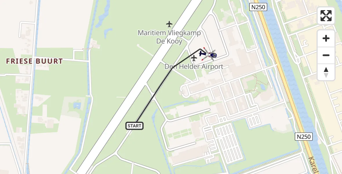 Vluchtroute Politiehelikopter Militair vliegveld De Kooy / Den Helder Airport - Militair vliegveld De Kooy / Den Helder Airport, 15 juni 2026, 16:02