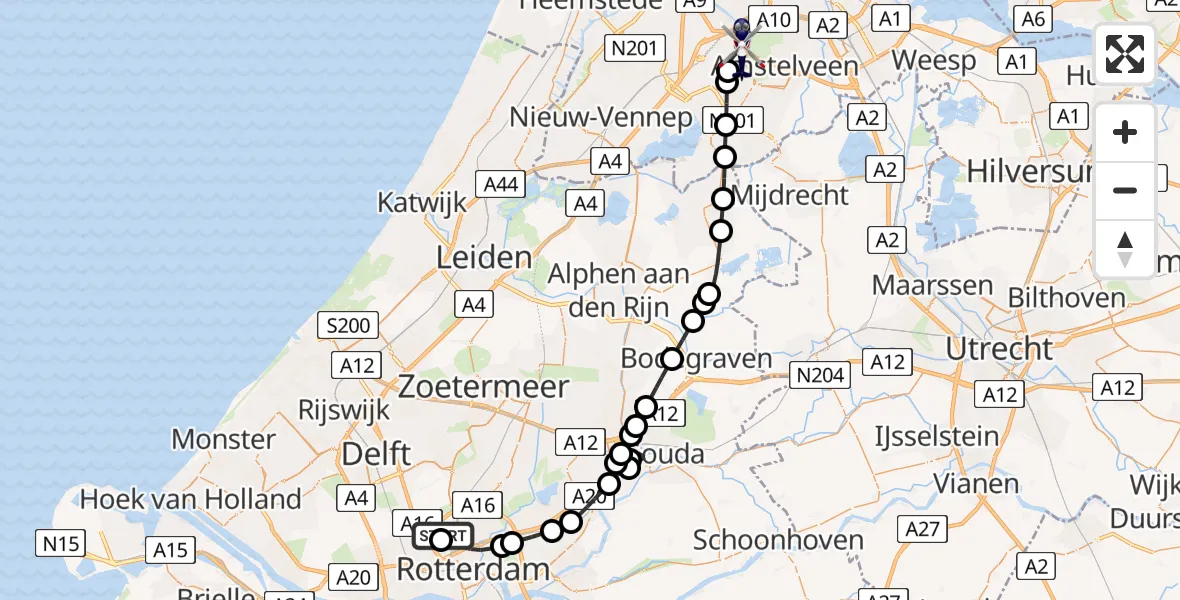 Vluchtroute Politiehelikopter Rotterdam The Hague Airport - Amsterdam Vliegveld Schiphol, 15 juni 2026, 16:03