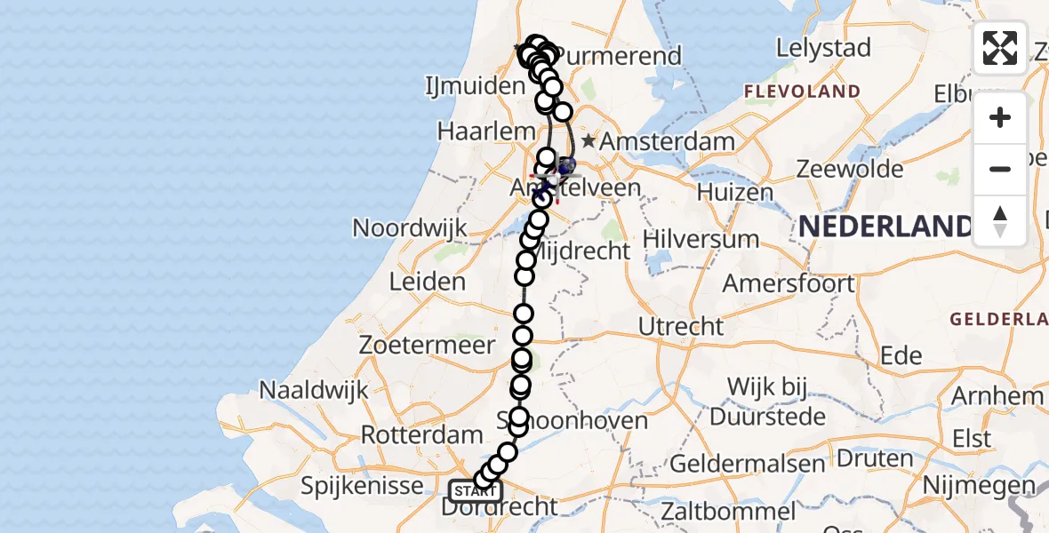 Vluchtroute Politiehelikopter Hendrik-Ido-Ambacht - Amsterdam Vliegveld Schiphol, 15 juni 2026, 19:44