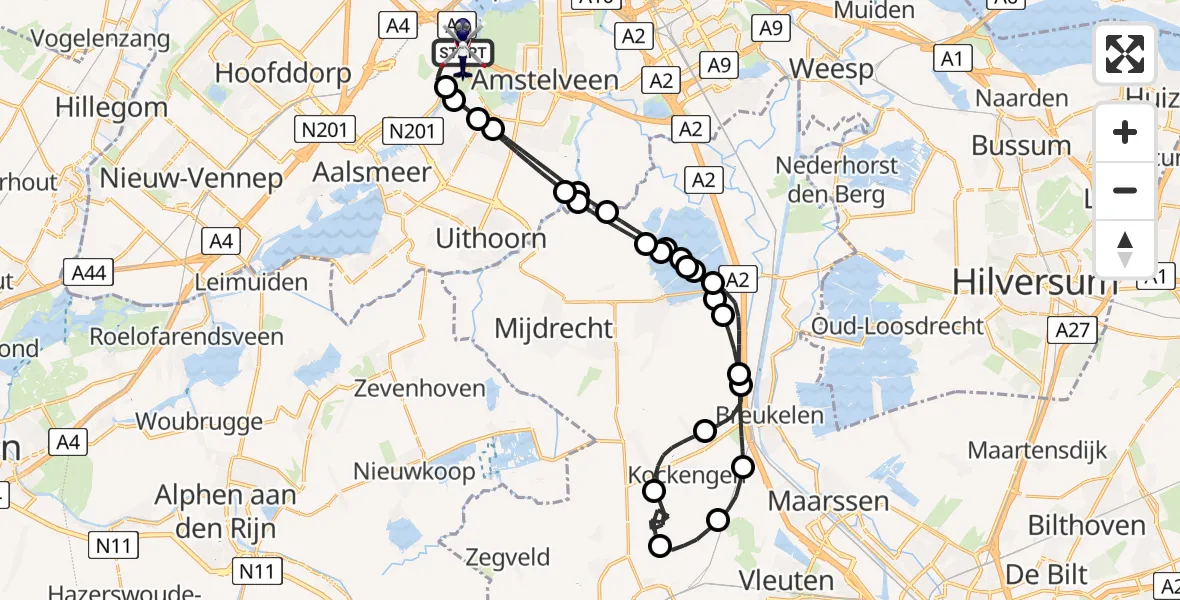 Vluchtroute Politiehelikopter Amsterdam Vliegveld Schiphol - Amsterdam Vliegveld Schiphol, 15 juni 2026, 20:18