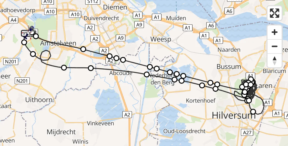 Vluchtroute Politiehelikopter Amsterdam Vliegveld Schiphol - Amsterdam Vliegveld Schiphol, 15 juni 2026, 21:47