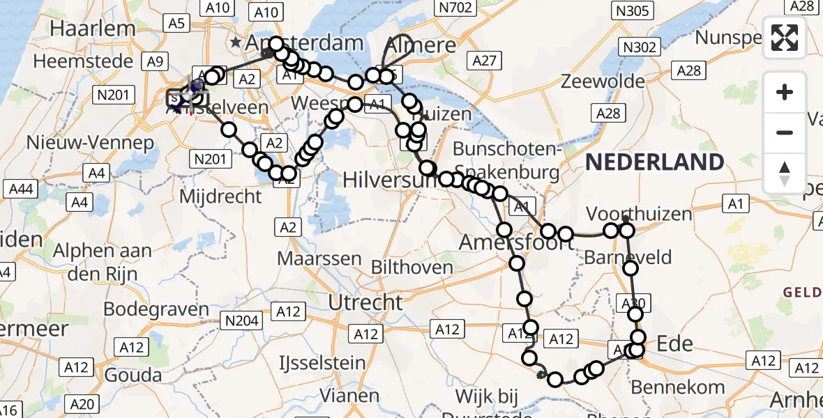 Vluchtroute Politiehelikopter Amsterdam Vliegveld Schiphol - Amsterdam Vliegveld Schiphol, 16 juni 2026, 07:23