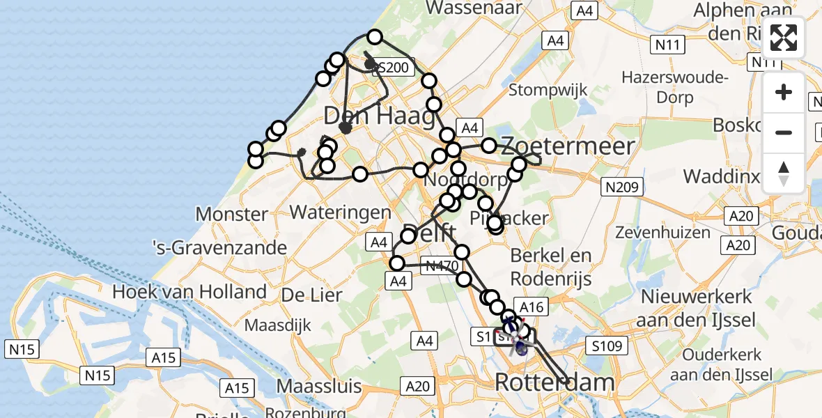 Vluchtroute Politiehelikopter Rotterdam The Hague Airport - Rotterdam The Hague Airport, 16 juni 2026, 07:58