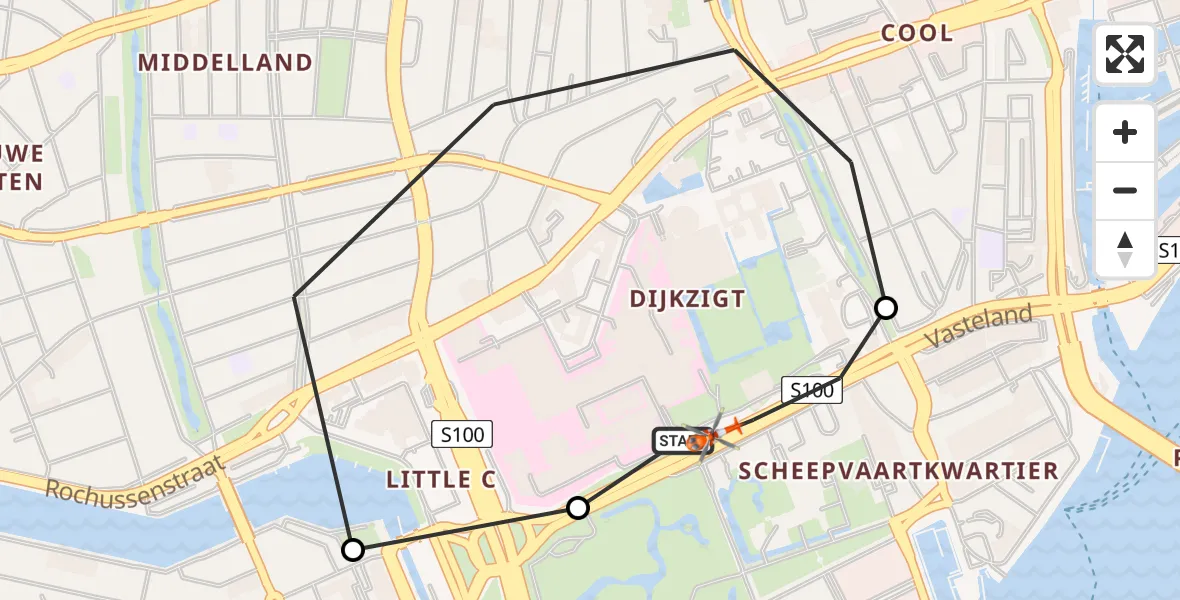 Vluchtroute Kustwachthelikopter Leids Universitair Medisch Centrum (LUMC) - Erasmus Medisch Centrum Heliport, 16 juni 2026, 13:30