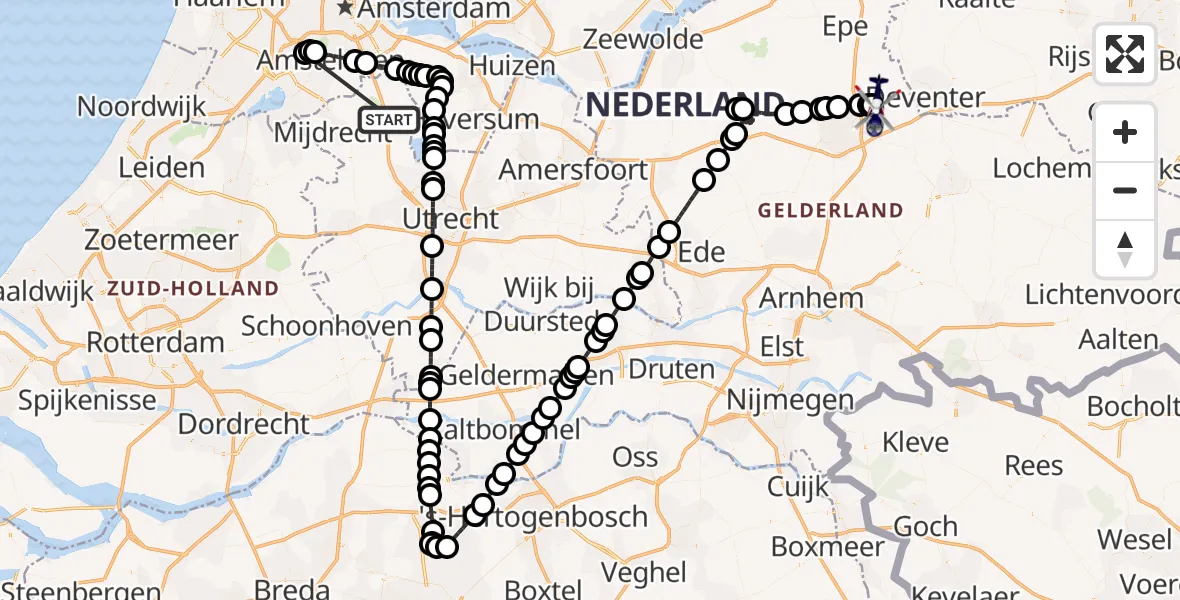 Vluchtroute Politiehelikopter Loenersloot - Vliegveld Teuge, 16 juni 2026, 15:54