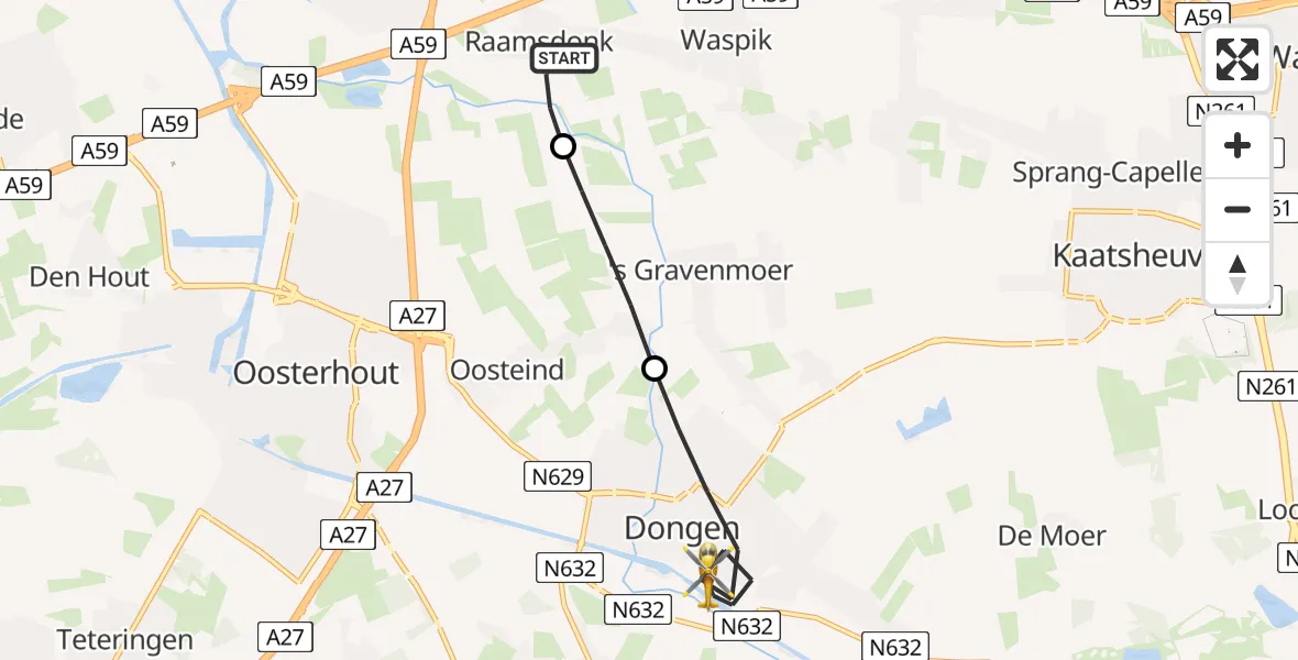 Vluchtroute Traumahelikopter Raamsdonk - Dongen, 16 juni 2026, 17:19