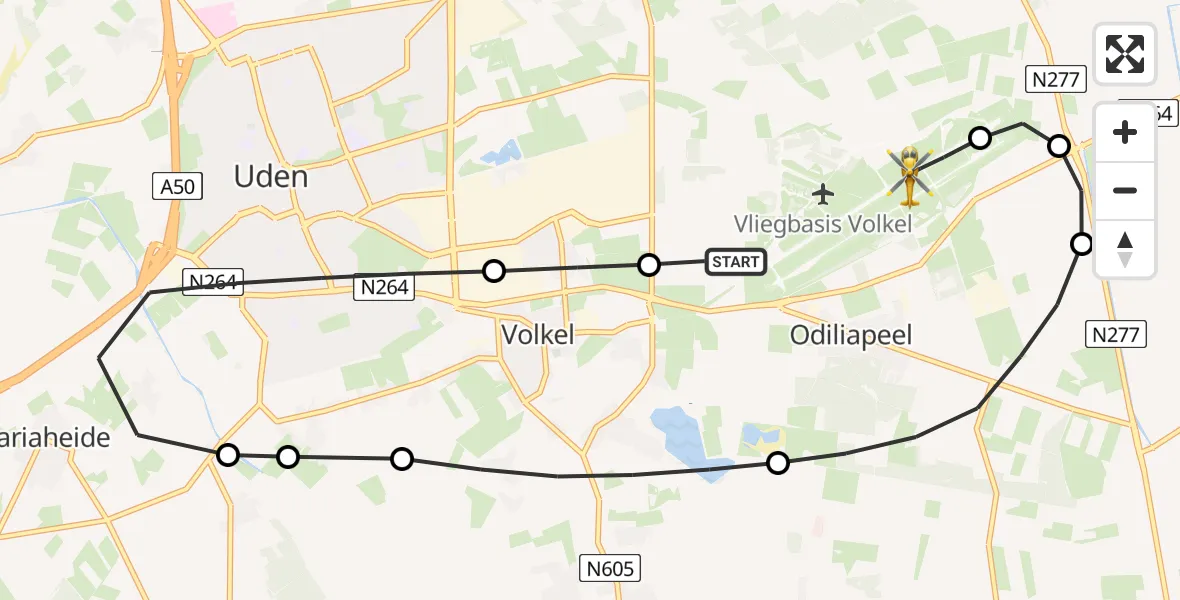Vluchtroute Traumahelikopter Vliegbasis Volkel - Vliegbasis Volkel, 16 juni 2026, 17:22
