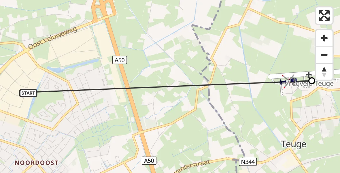 Vluchtroute Politiehelikopter Apeldoorn - Vliegveld Teuge, 16 juni 2026, 17:28