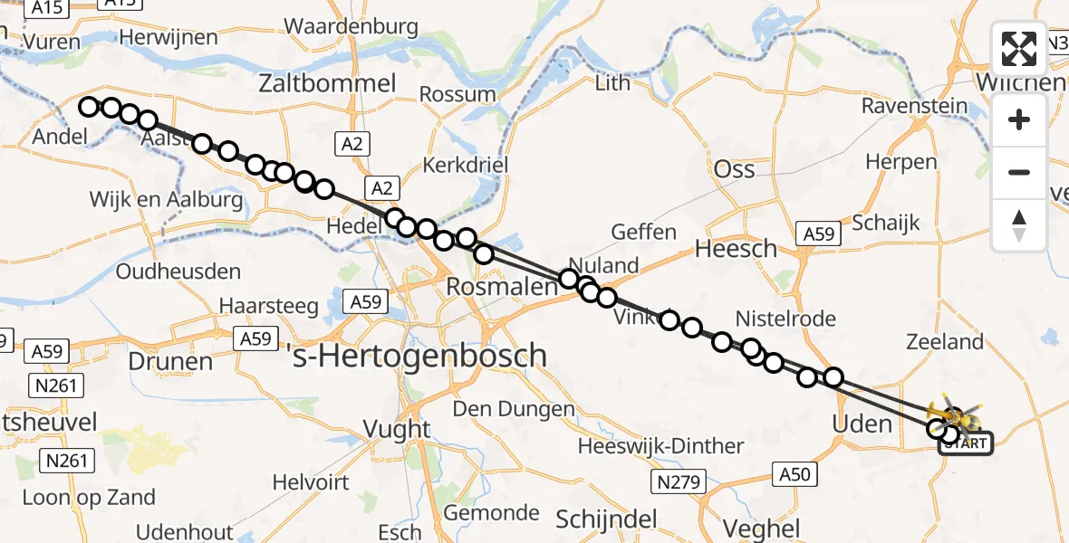 Vluchtroute Traumahelikopter Vliegbasis Volkel - Volkel, 17 juni 2026, 05:43