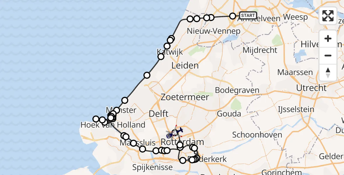 Vluchtroute Politiehelikopter Amsterdam Vliegveld Schiphol - Rotterdam The Hague Airport, 17 juni 2026, 06:12