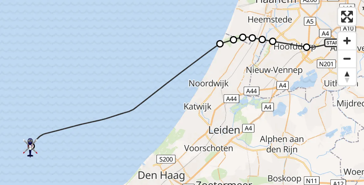 Vluchtroute Politiehelikopter Amsterdam Vliegveld Schiphol - P18-A Heliport, 17 juni 2026, 06:25