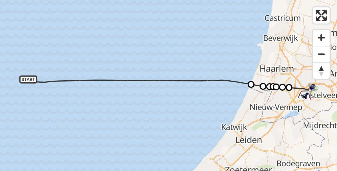Vluchtroute Politiehelikopter Noordzee - Amsterdam Vliegveld Schiphol, 17 juni 2026, 07:07