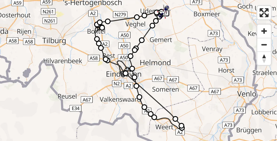 Vluchtroute Politiehelikopter Vliegbasis Volkel - Vliegbasis Volkel, 17 juni 2026, 07:20
