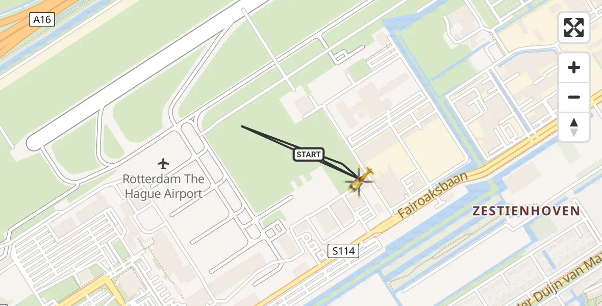Vluchtroute Traumahelikopter Rotterdam The Hague Airport - Rotterdam The Hague Airport, 17 juni 2026, 07:48