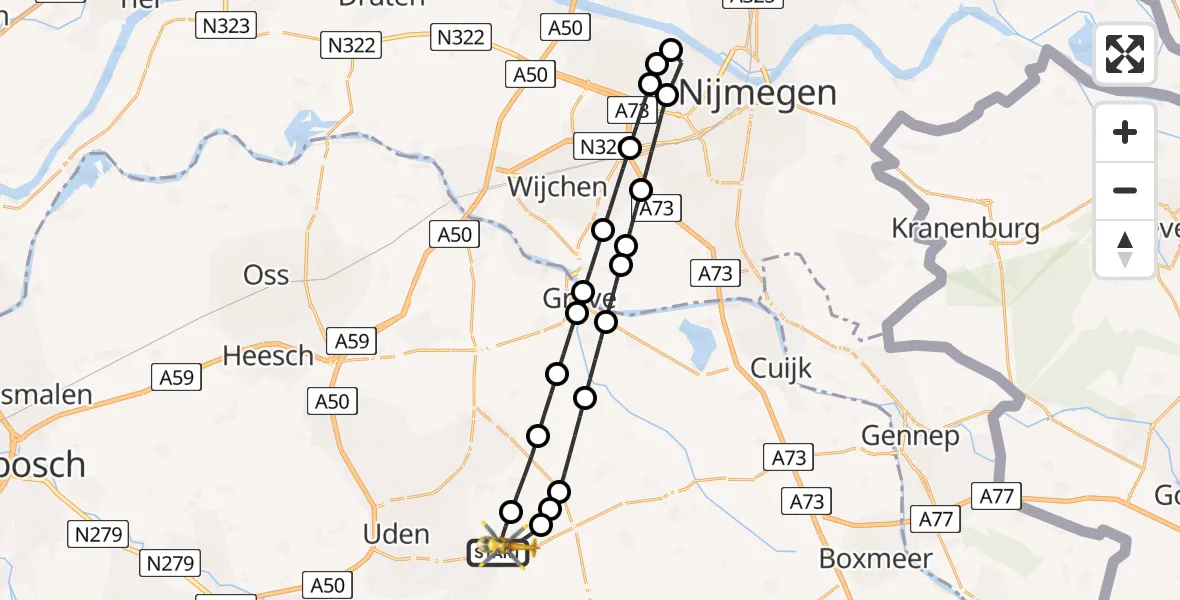 Vluchtroute Traumahelikopter Vliegbasis Volkel - Vliegbasis Volkel, 17 juni 2026, 10:14