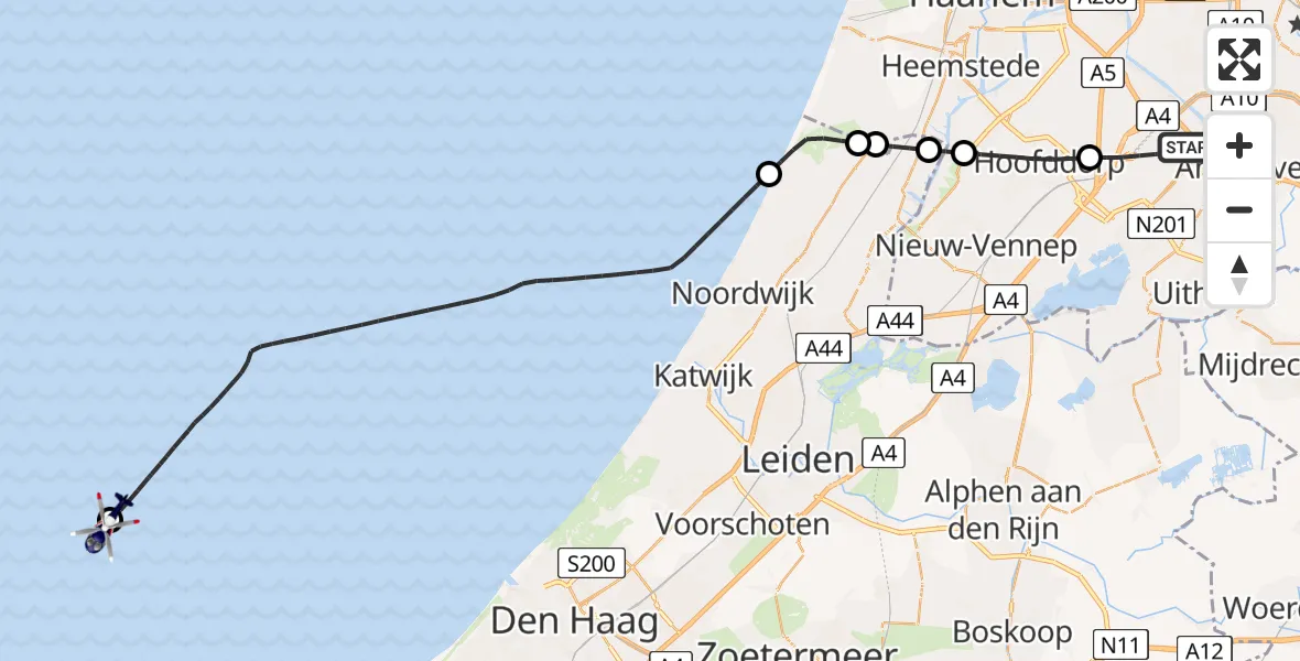 Vluchtroute Politiehelikopter Amsterdam Vliegveld Schiphol - P18-A Heliport, 17 juni 2026, 11:32