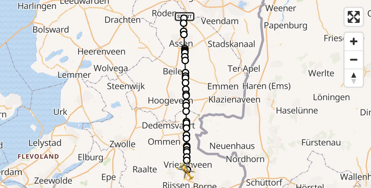 Vluchtroute Traumahelikopter Groningen Airport Eelde - Almelo, 17 juni 2026, 12:24