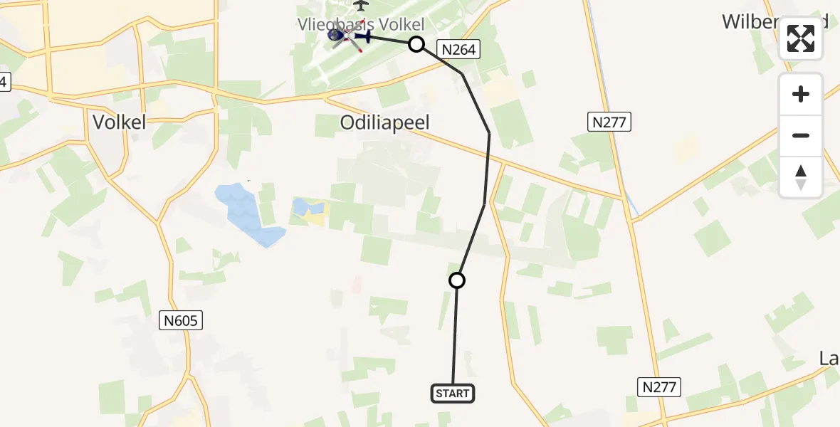 Vluchtroute Politiehelikopter Venhorst - Vliegbasis Volkel, 17 juni 2026, 14:32
