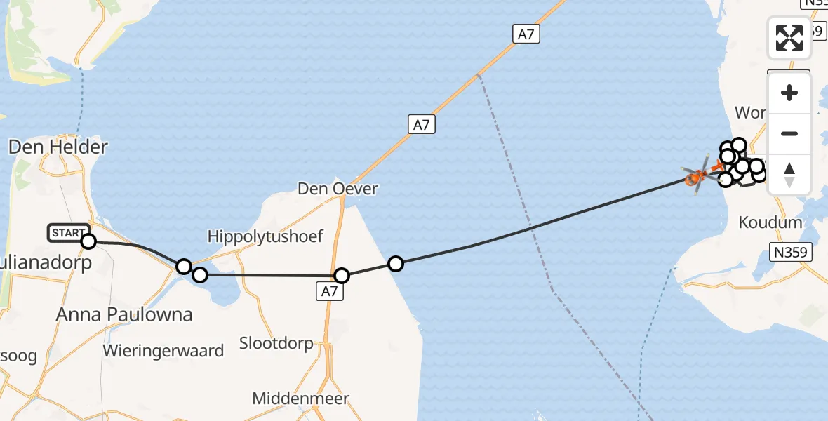 Vluchtroute Kustwachthelikopter Julianadorp - IJsselmeer, 17 juni 2026, 17:17
