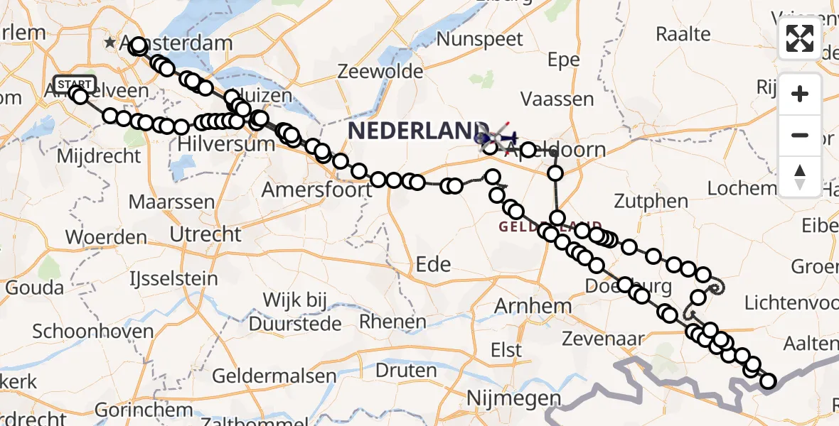 Vluchtroute Politiehelikopter Amsterdam Vliegveld Schiphol - Uddel, 17 juni 2026, 17:54