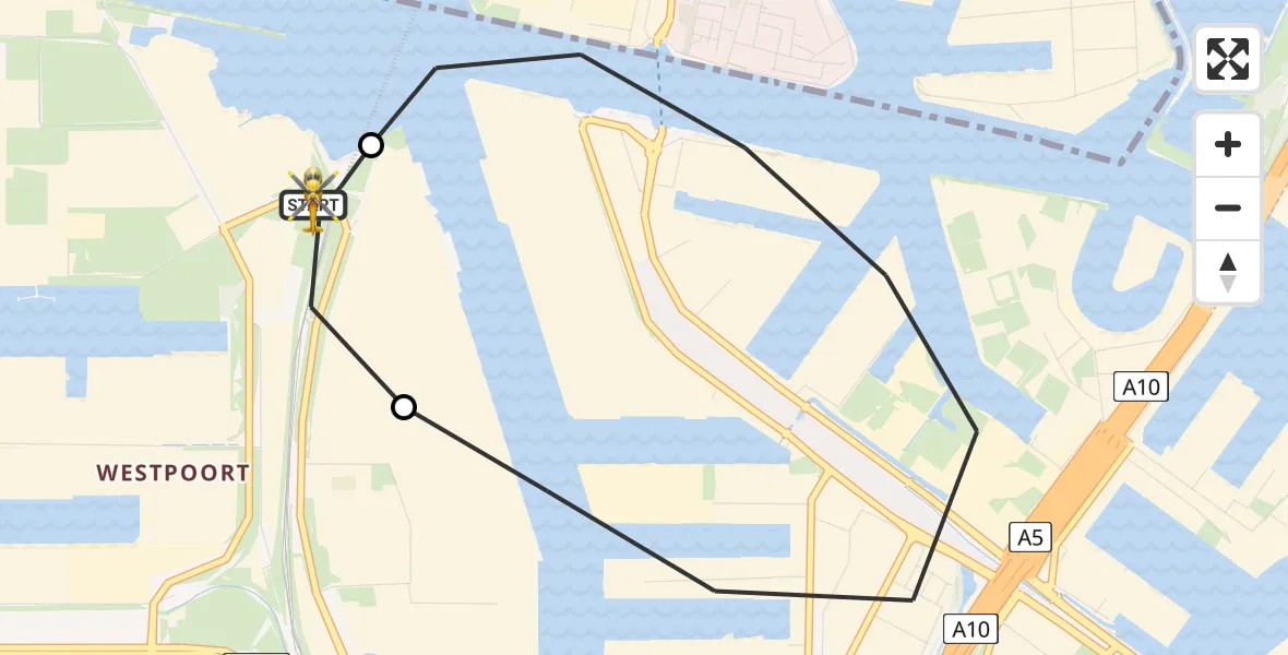 Vluchtroute Traumahelikopter Amsterdam Heliport - Amsterdam Heliport, 17 juni 2026, 18:24