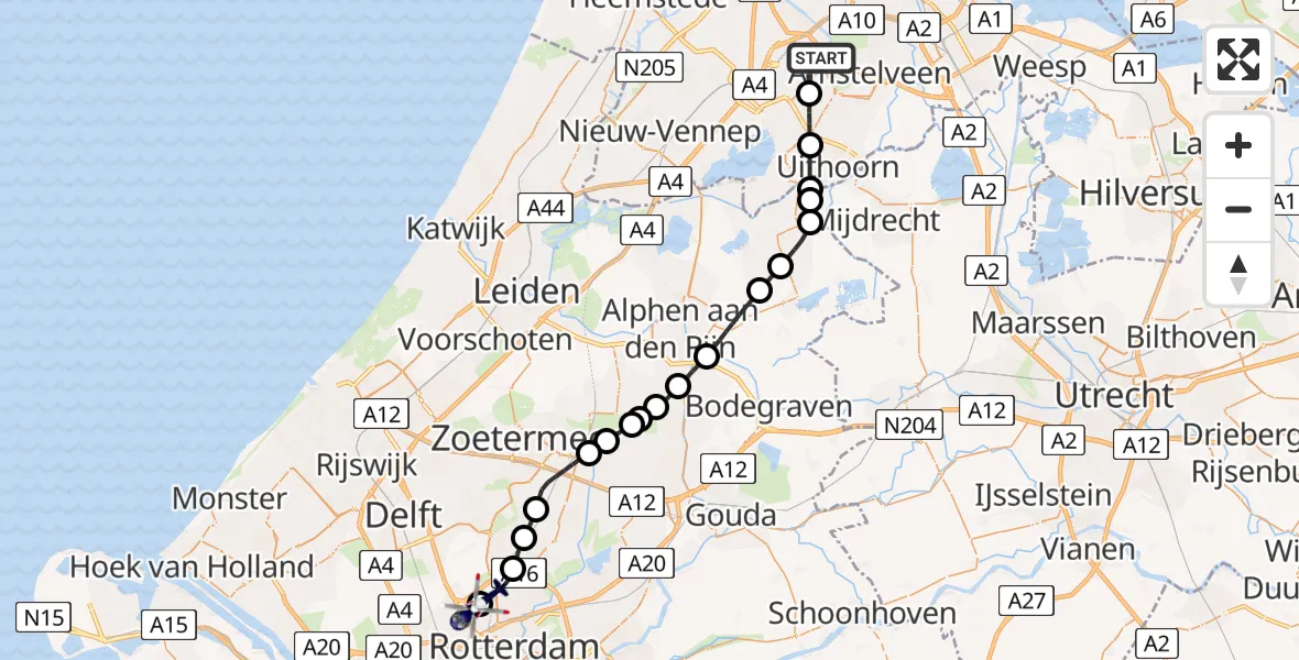 Vluchtroute Politiehelikopter Amsterdam Vliegveld Schiphol - Rotterdam The Hague Airport, 17 juni 2026, 18:38