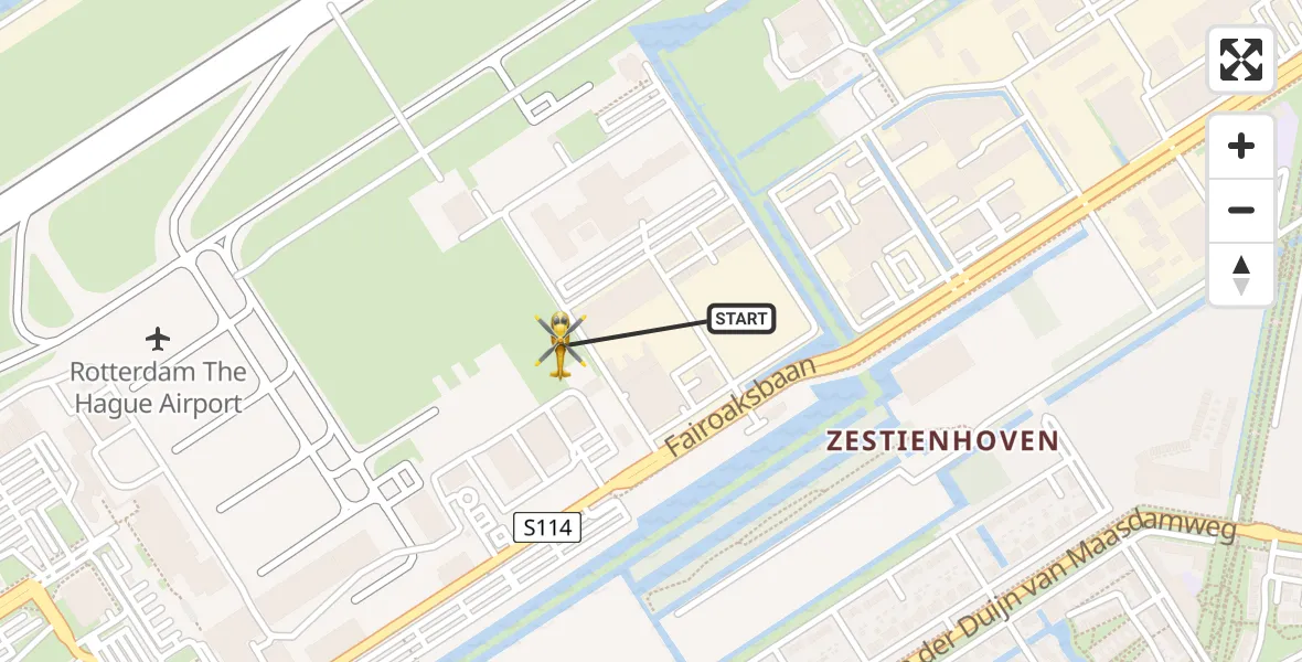 Vluchtroute Traumahelikopter Rotterdam The Hague Airport - Rotterdam The Hague Airport, 18 juni 2026, 05:45