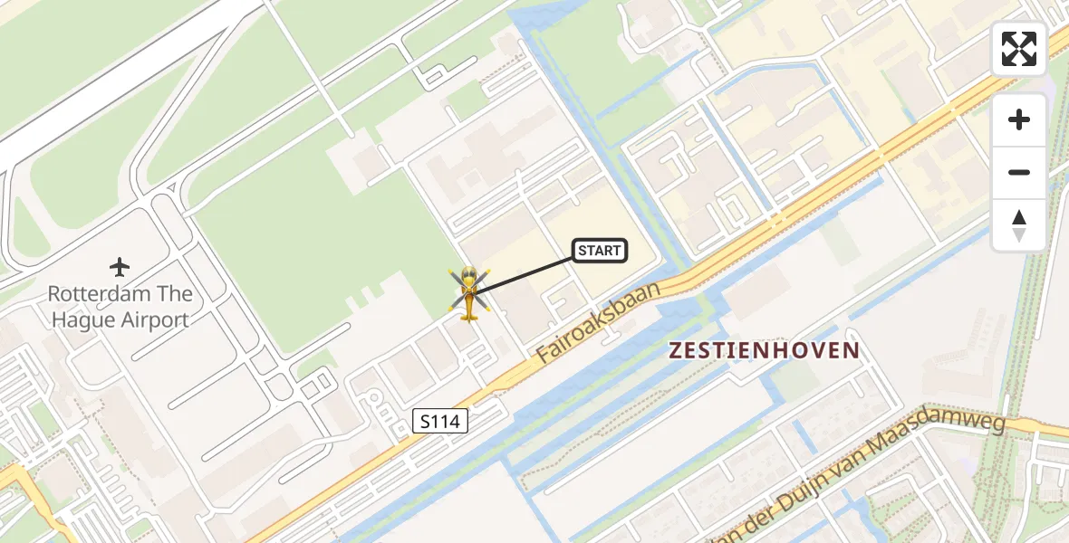 Vluchtroute Traumahelikopter Rotterdam The Hague Airport - Rotterdam The Hague Airport, 18 juni 2026, 05:45