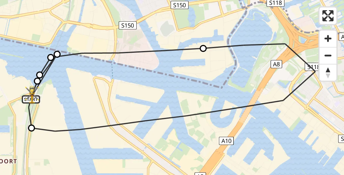 Vluchtroute Traumahelikopter Amsterdam Heliport - Amsterdam Heliport, 18 juni 2026, 06:56