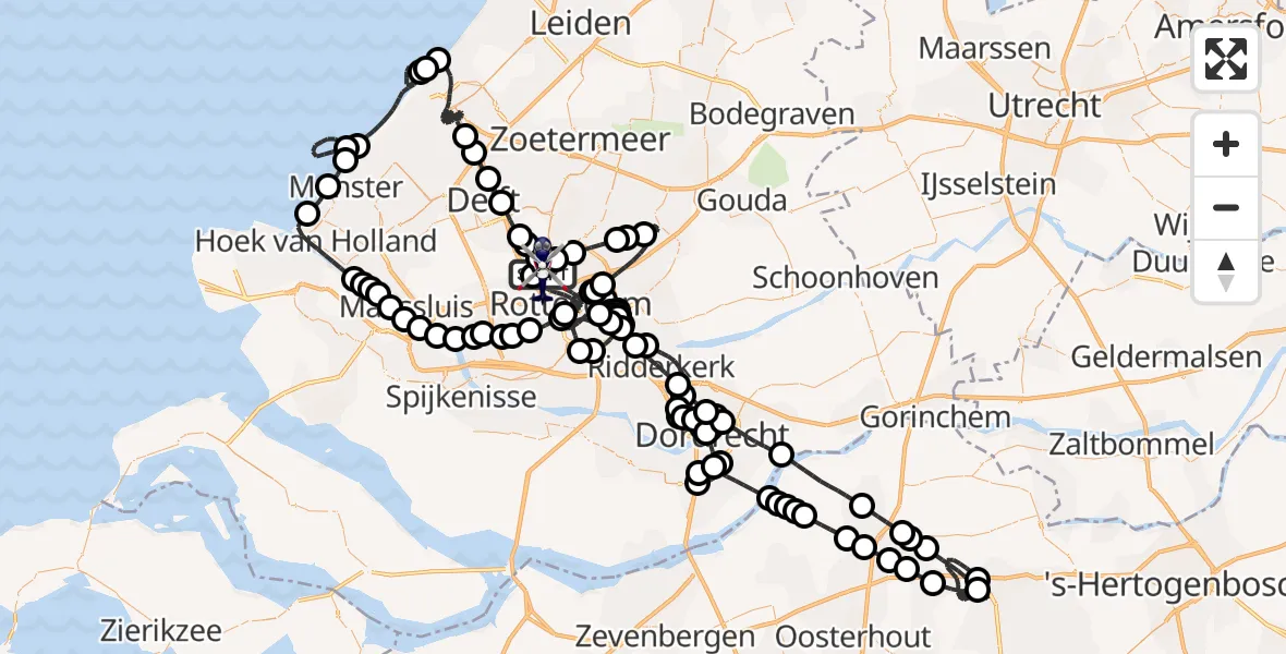 Vluchtroute Politiehelikopter Rotterdam The Hague Airport - Rotterdam The Hague Airport, 18 juni 2026, 07:43