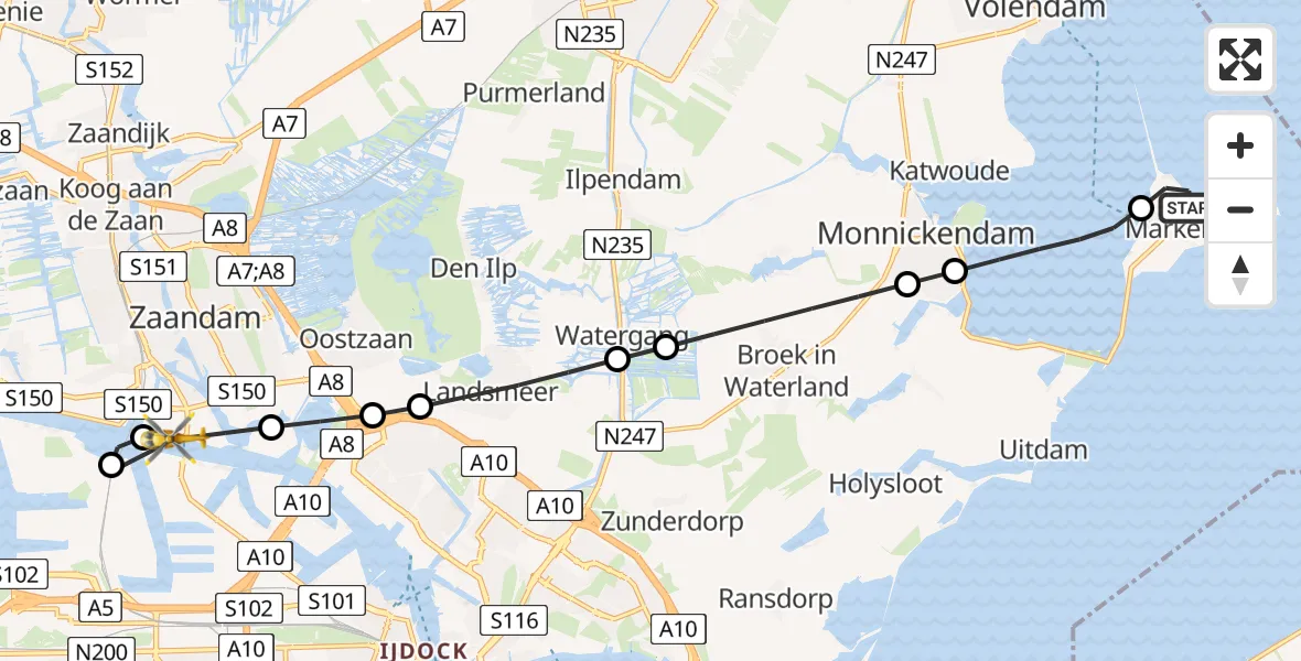 Vluchtroute Traumahelikopter Marken - Zaandam, 18 juni 2026, 08:00