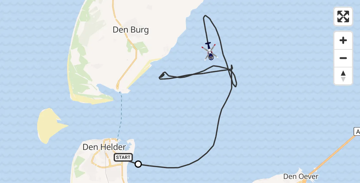 Vluchtroute Politiehelikopter Den Helder - Waddenzee, 18 juni 2026, 08:21