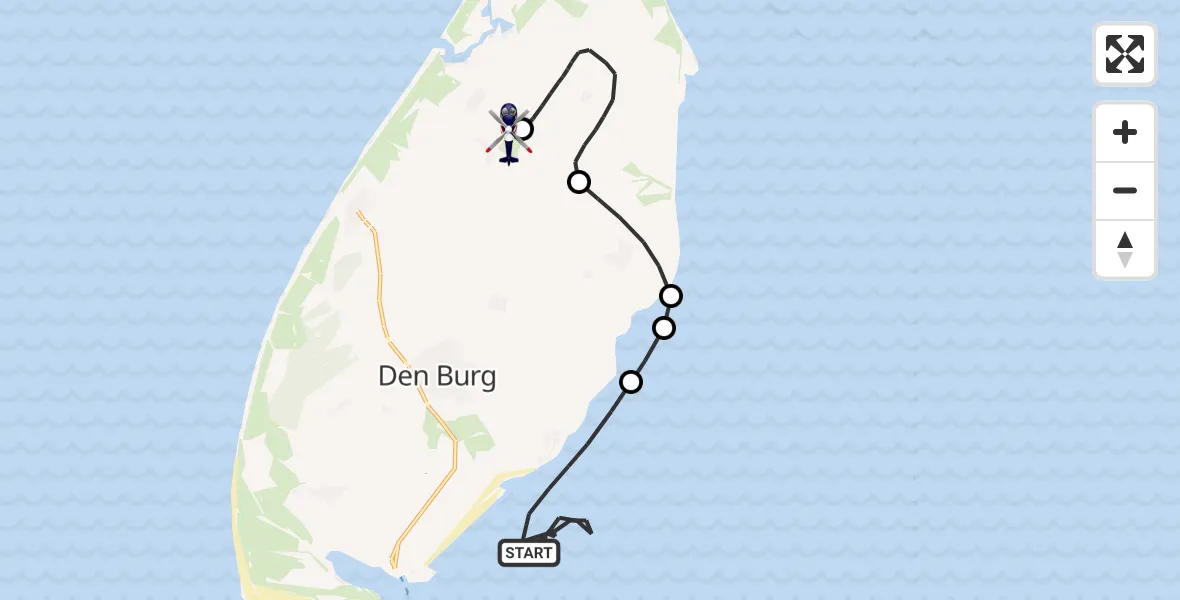Vluchtroute Politiehelikopter Waddenzee - Texel International Airport, 18 juni 2026, 09:21