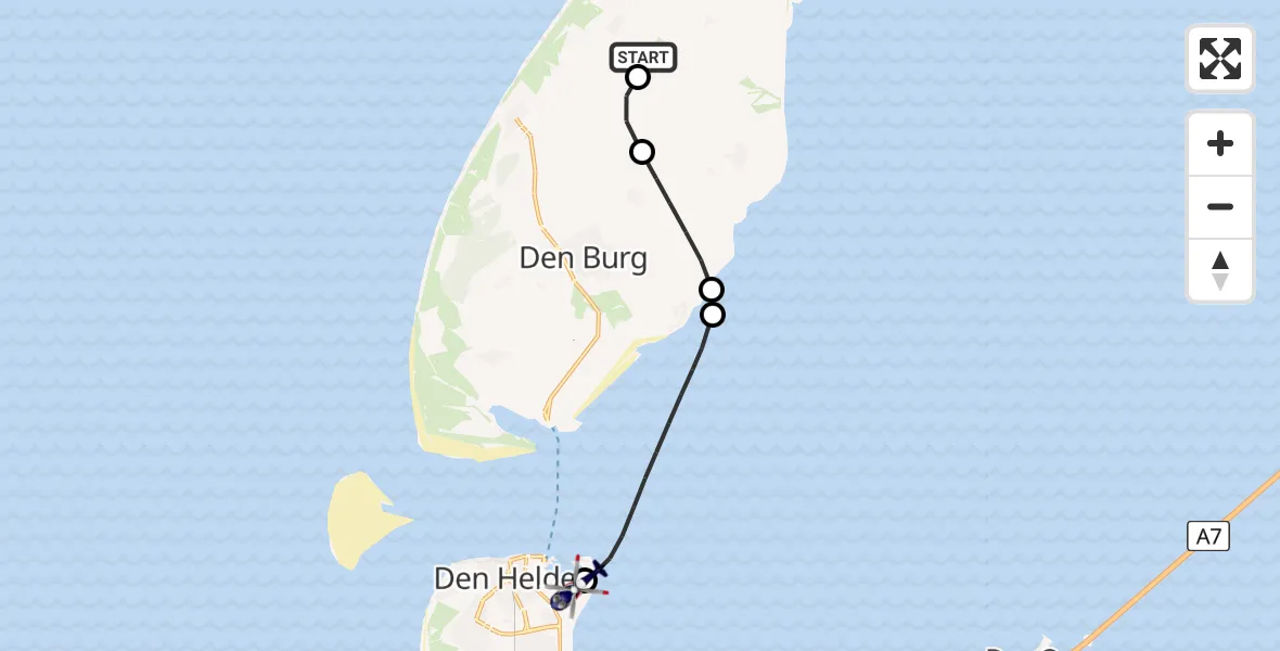 Vluchtroute Politiehelikopter Texel International Airport - Den Helder, 18 juni 2026, 10:12