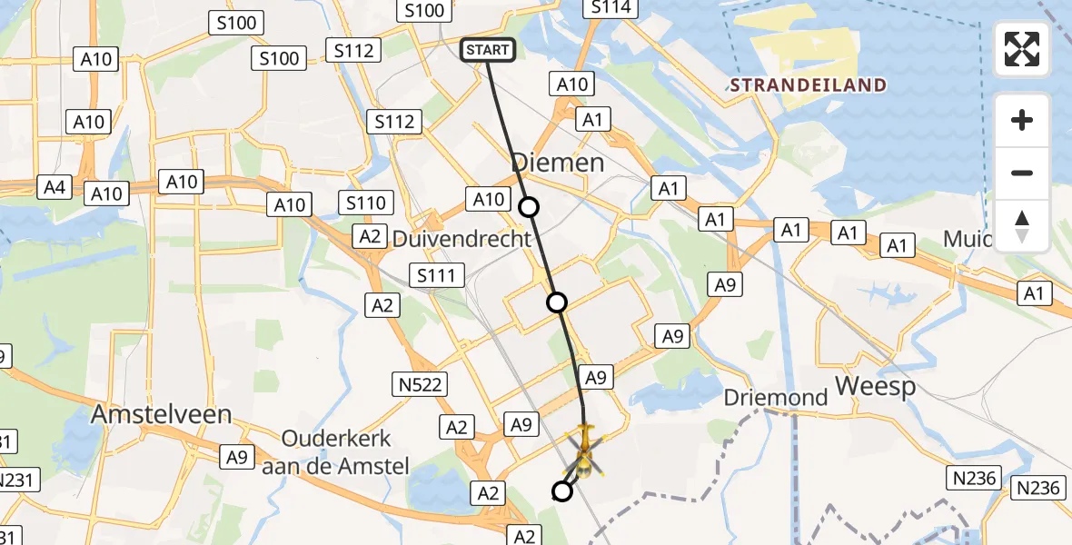 Vluchtroute Traumahelikopter Amsterdam - Amsterdam, 18 juni 2026, 12:05